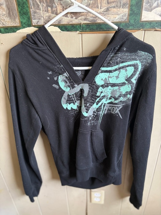 Fox Sweaters - Fox Black Cowl Pullover with Mint Graphic
